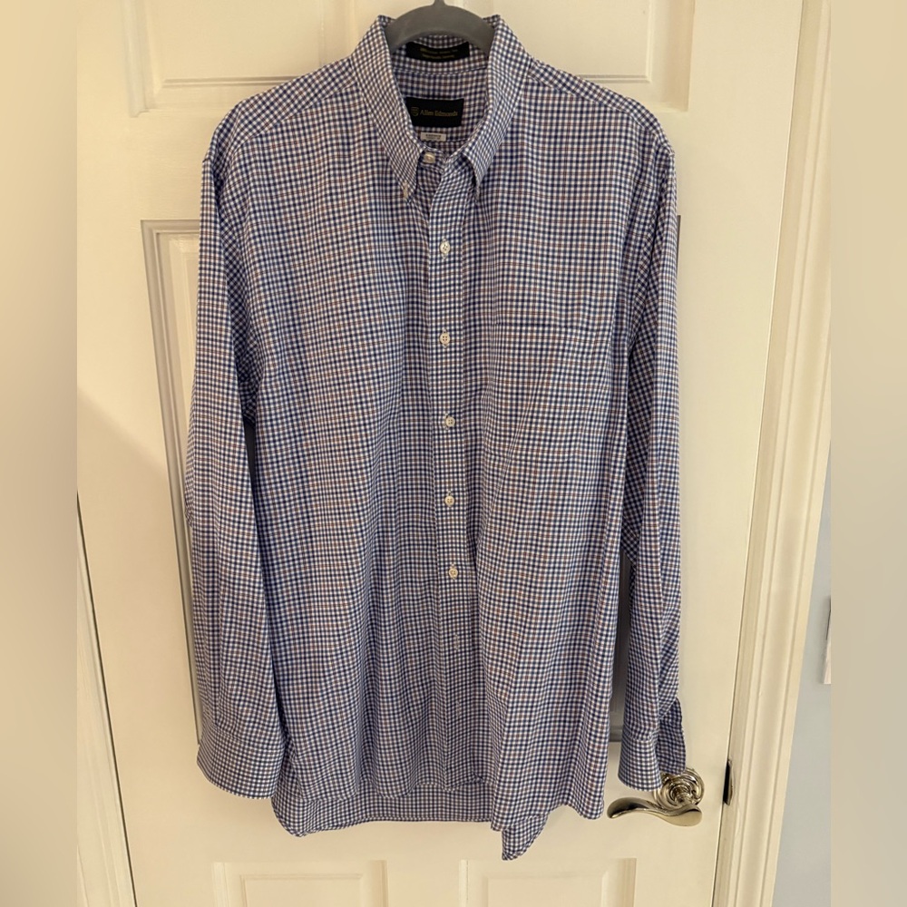 Allen Edmonds Men's Blue Gingham Button-Down Shirt